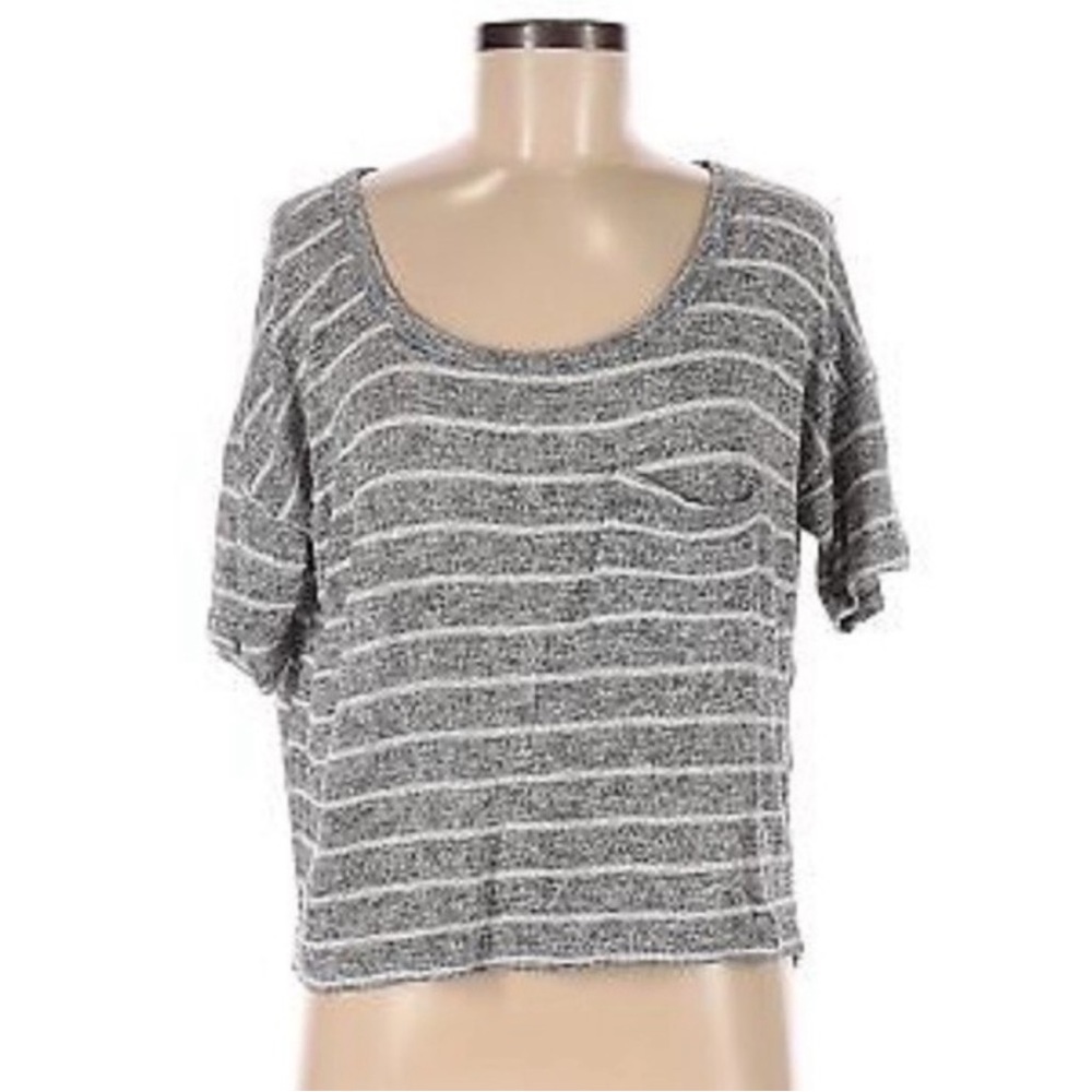 Mossimo Striped Slouchy Short Sleeve Dolman Sweater with Pocket